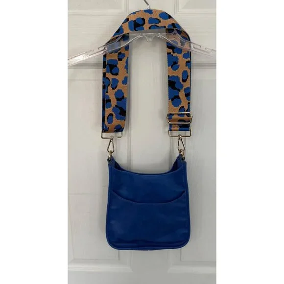 Ah-Dorned Blue Leather Animal Print Strap Crossbody Bag - Picture 4 of 9